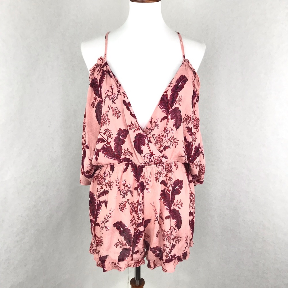 TOPSHOP Floral Romper Playsuit Cold Shoulder
